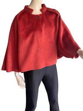 Burnt Orange Minky Plush Cropped Cape Jacket One Size